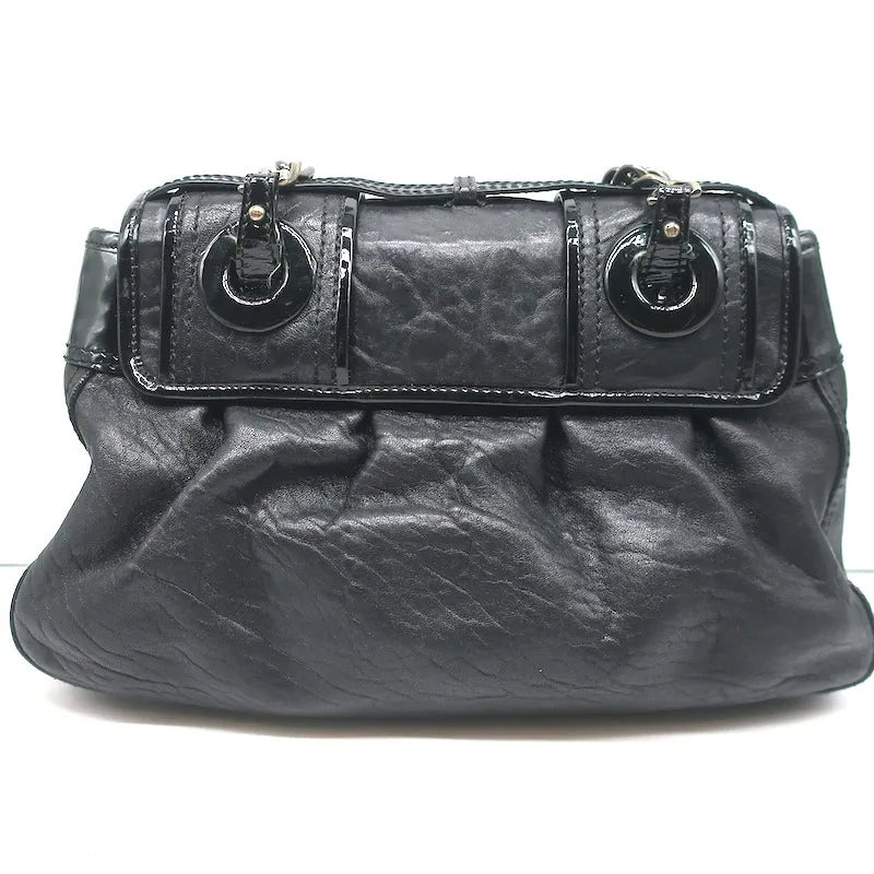 Fendi B Bag Black Patent-Trimmed Leather Chain Strap Small Shoulder Bag
