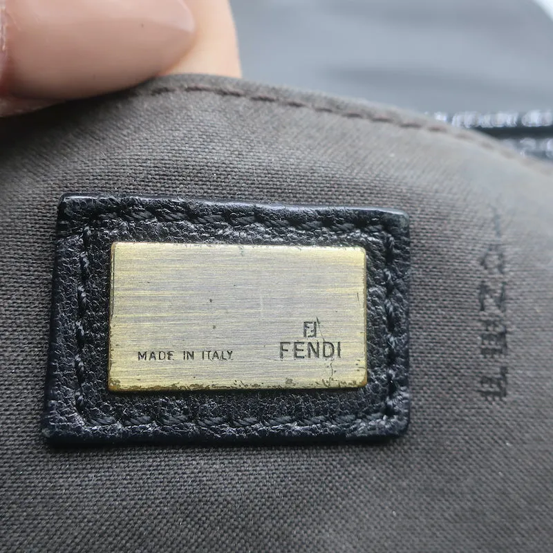 Fendi B Bag Black Patent-Trimmed Leather Chain Strap Small Shoulder Bag