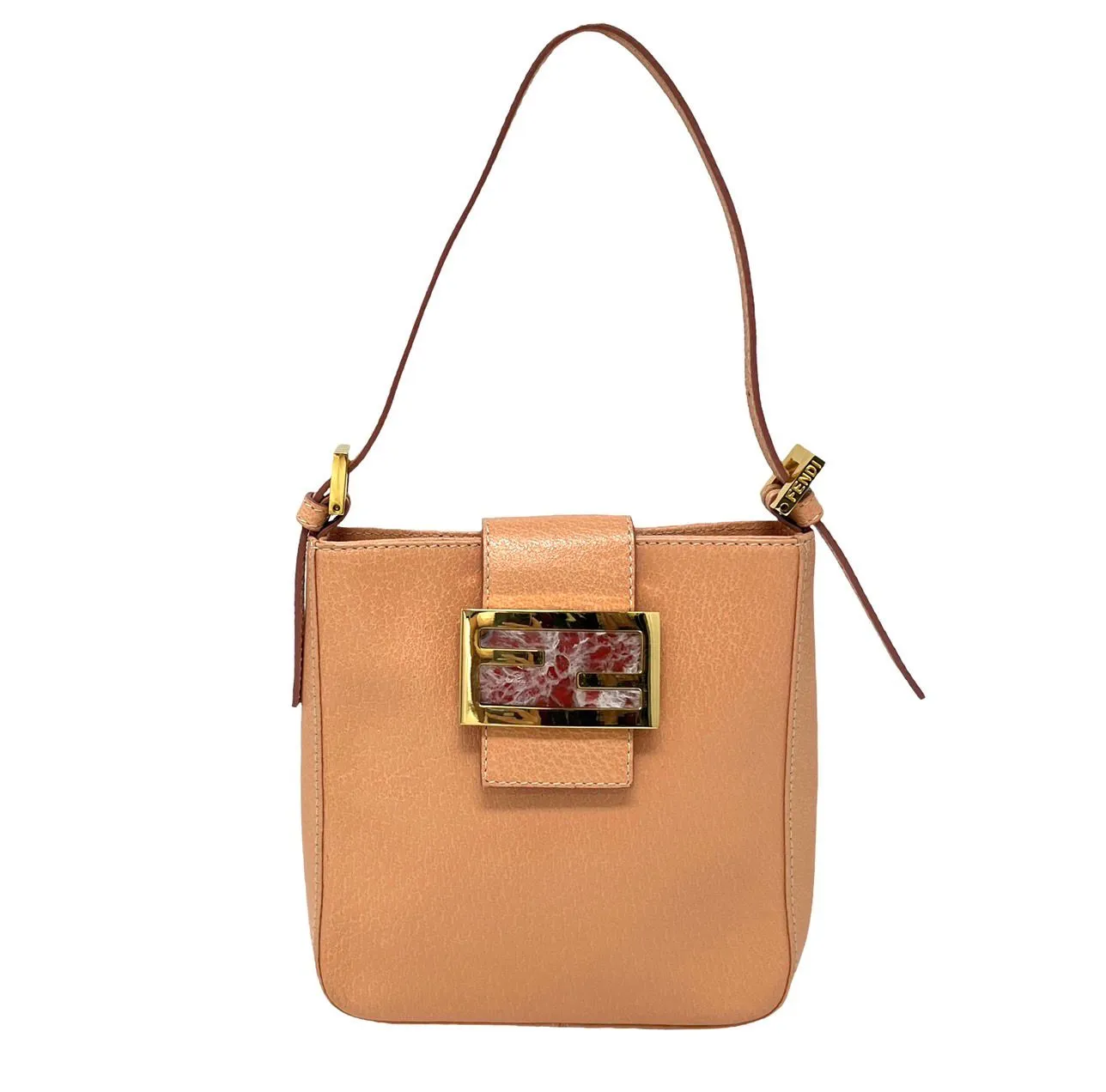 Fendi Peach Structured Shoulder Bag