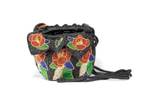 Floral Beaded Round Handbag