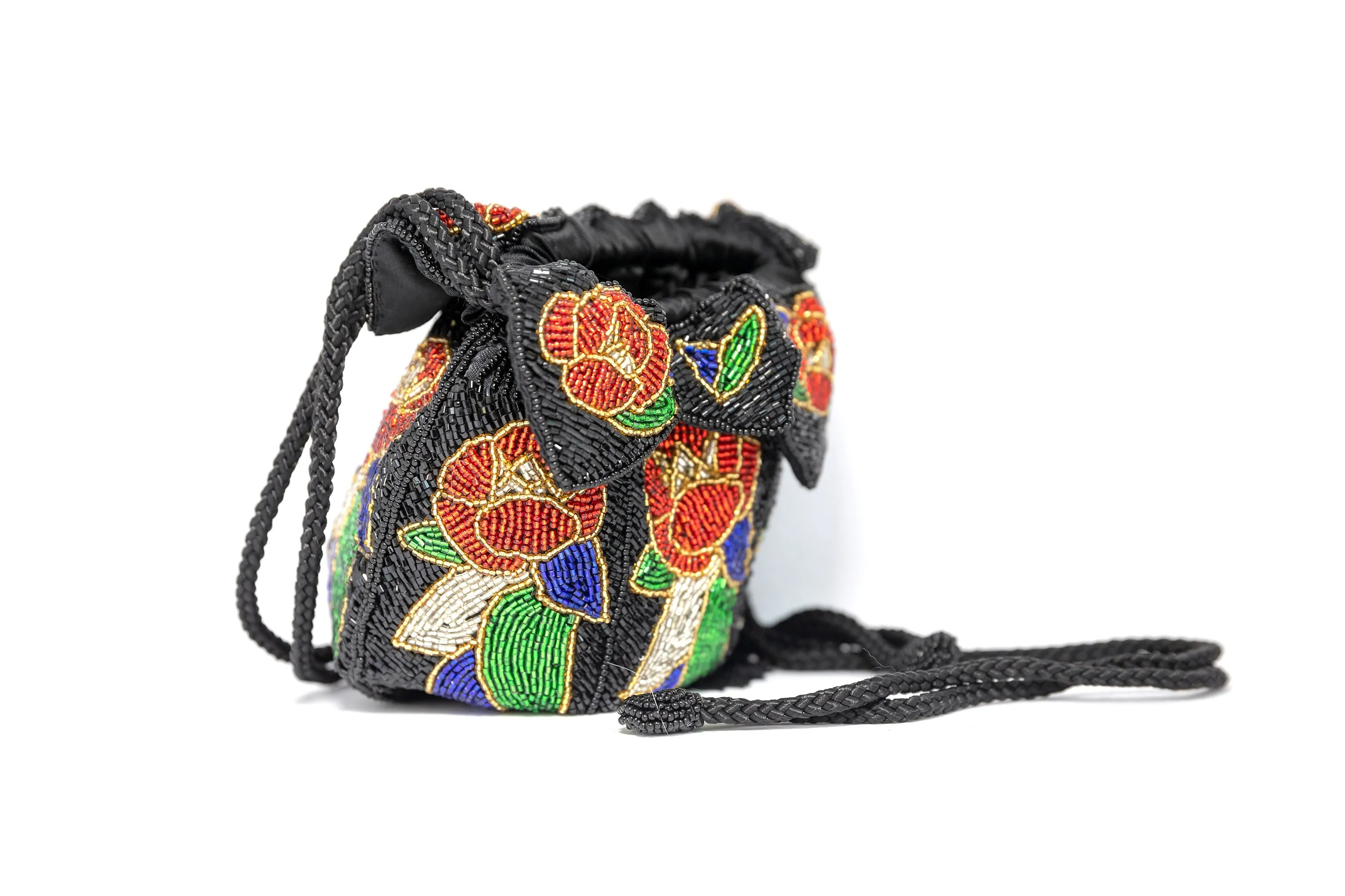 Floral Beaded Round Handbag