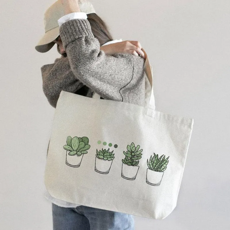 FOUR CACTUSES CANVAS BAG