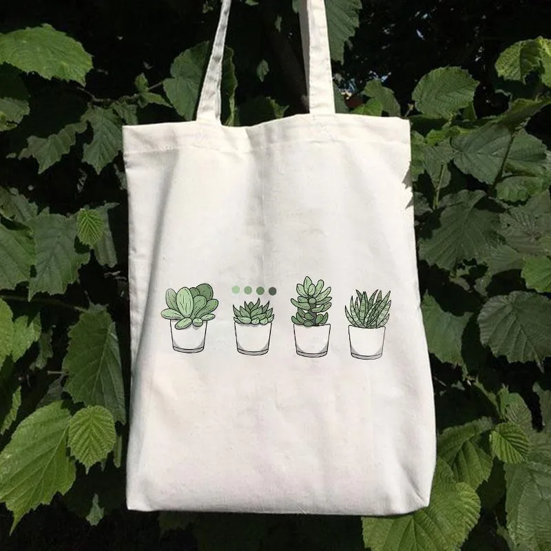 FOUR CACTUSES CANVAS BAG