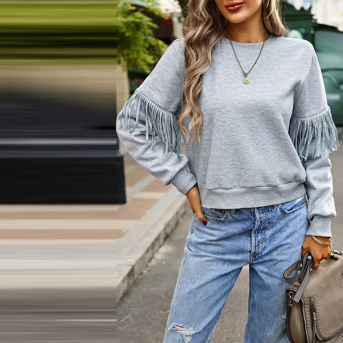 Fringe Round Neck Sweater