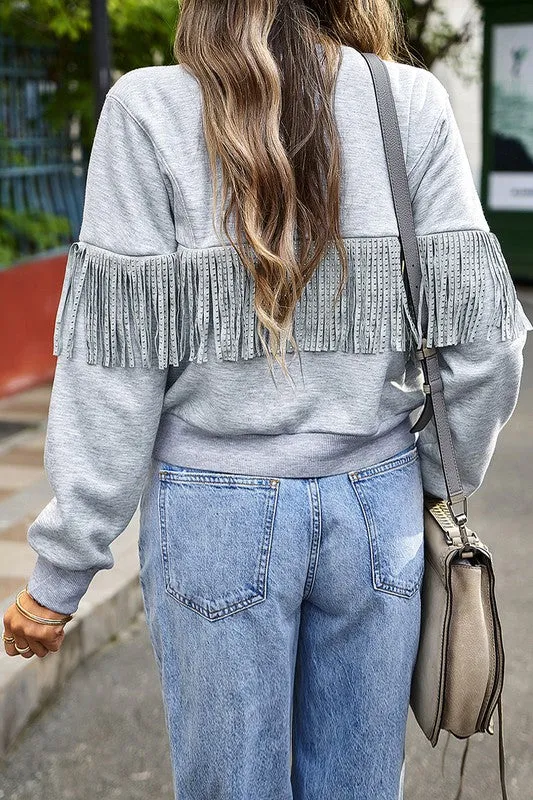 Fringe Round Neck Sweater