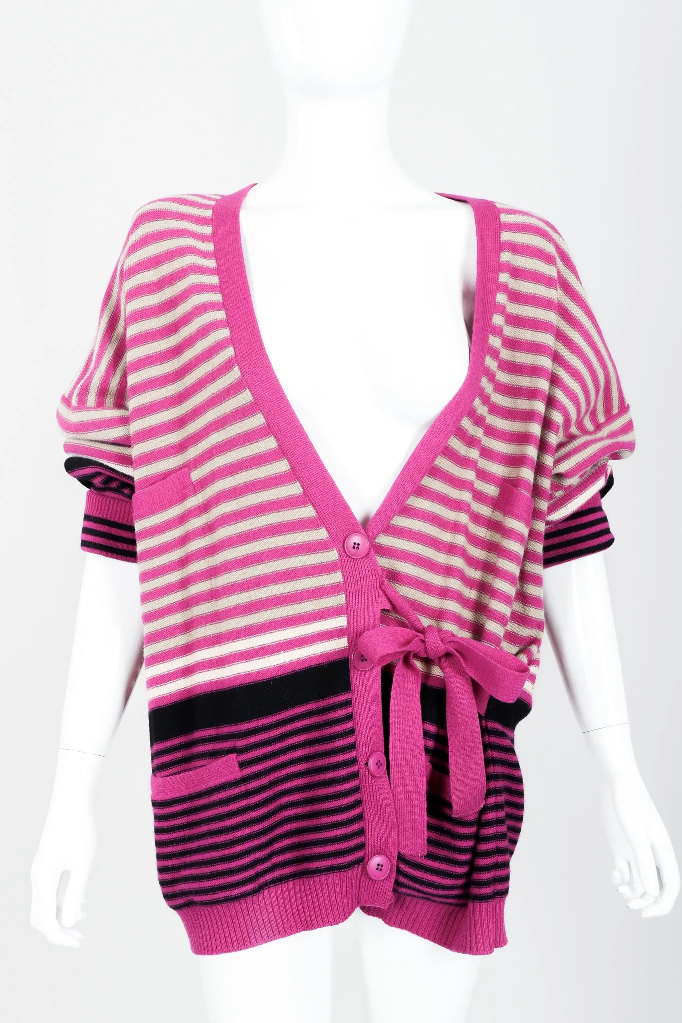 Fuchsia Stripe Boyfriend Cardigan
