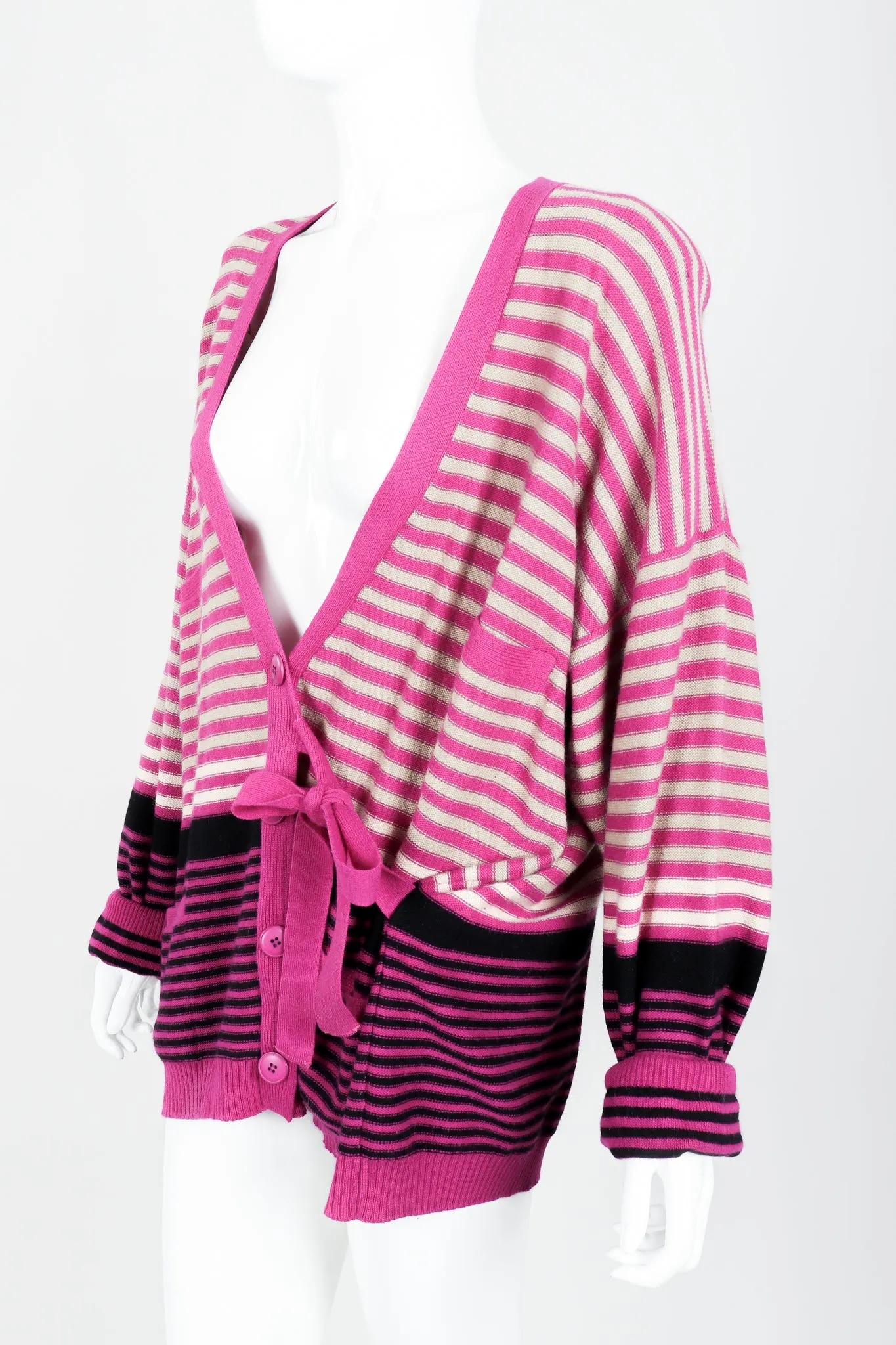 Fuchsia Stripe Boyfriend Cardigan