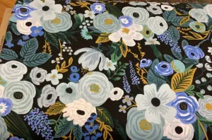 Garden Party Blue on Black - Wildwood by Rifle Paper Co. for C   Steel