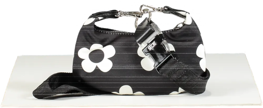 GCDS Black and White Daisy Banana mini neck bag