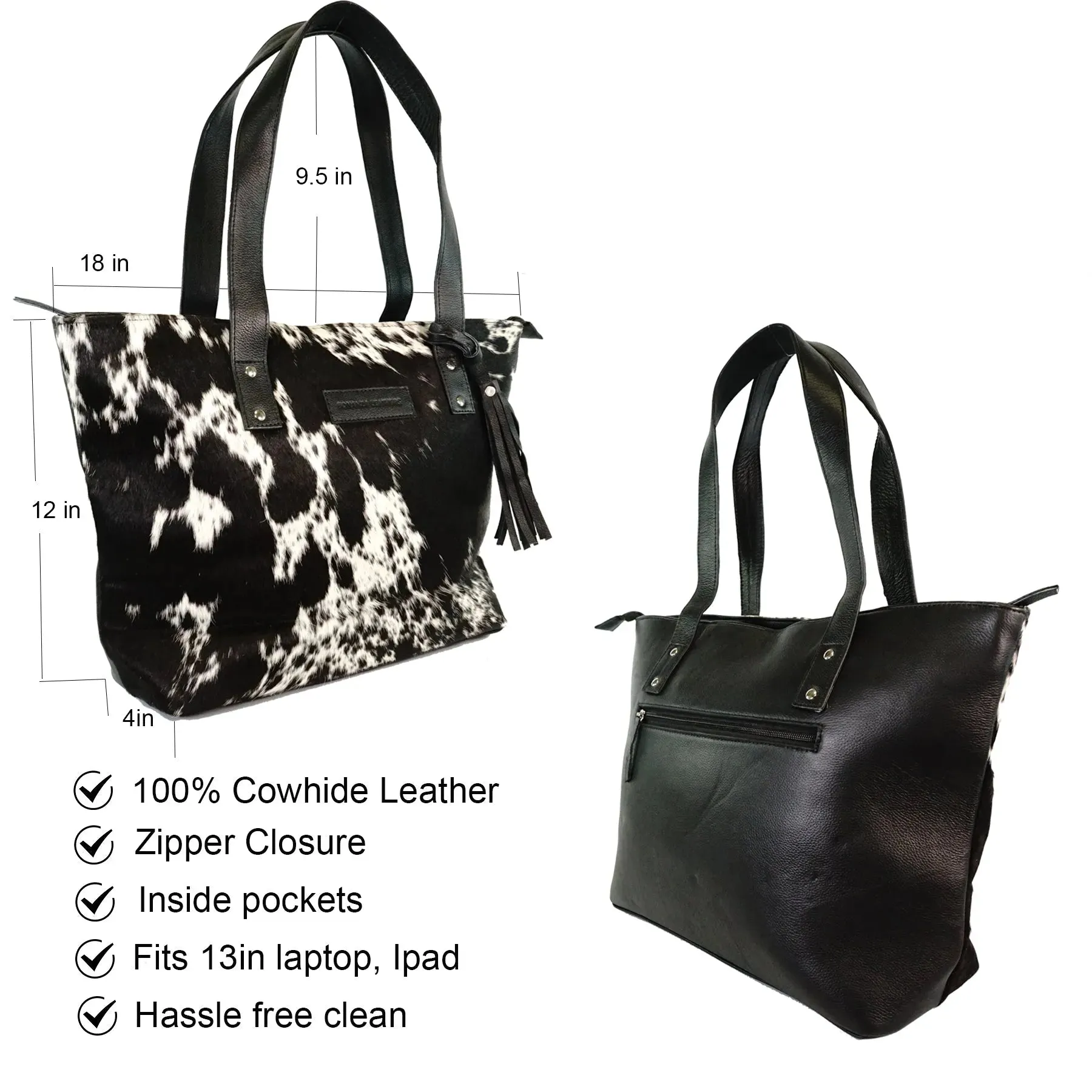 Genius leather hair on cowhide women's Tote bag
