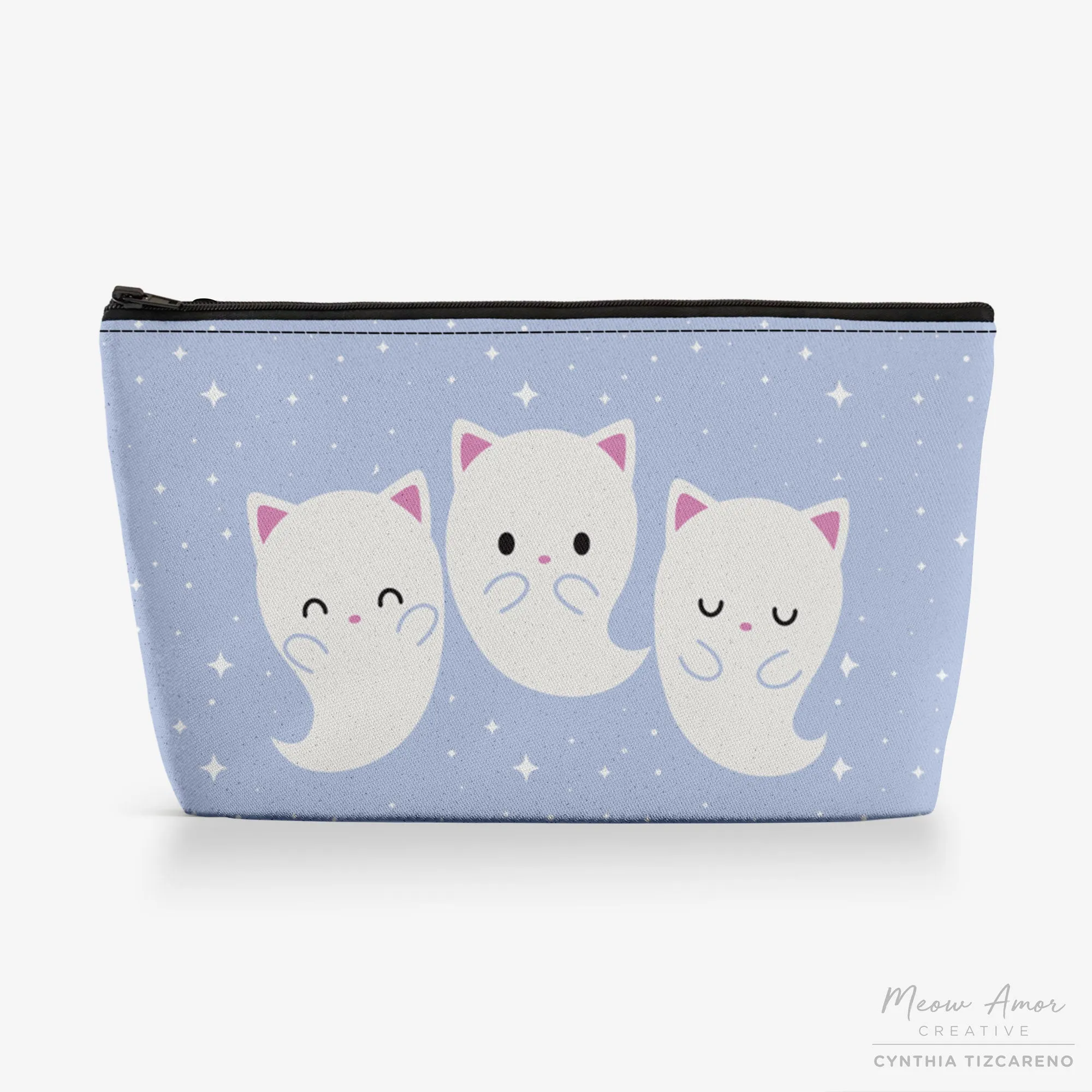 Ghost Cat Canvas Zipper Bag