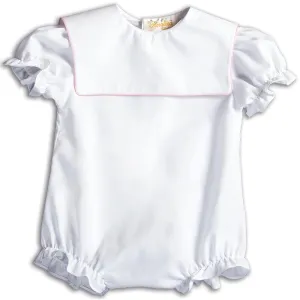 Girl White Bubble Square Collar w/Lt. Pink Trim