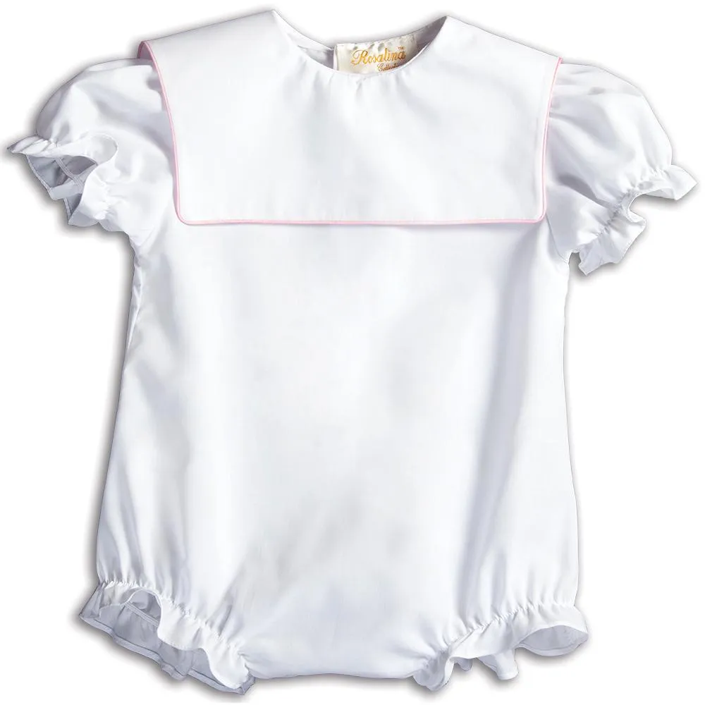 Girl White Bubble Square Collar w/Lt. Pink Trim