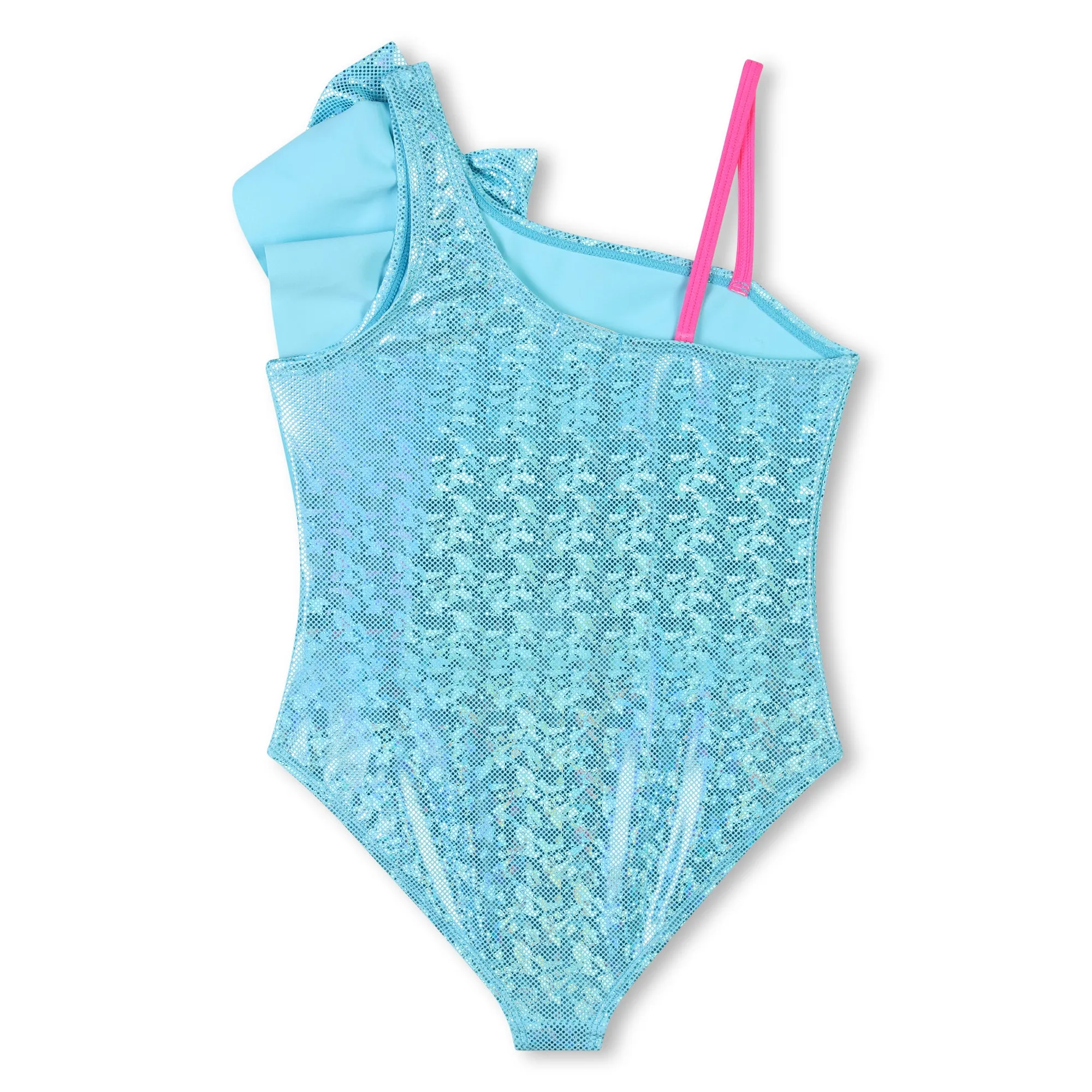 Girls Blue Dish Frill Swimming Costume
