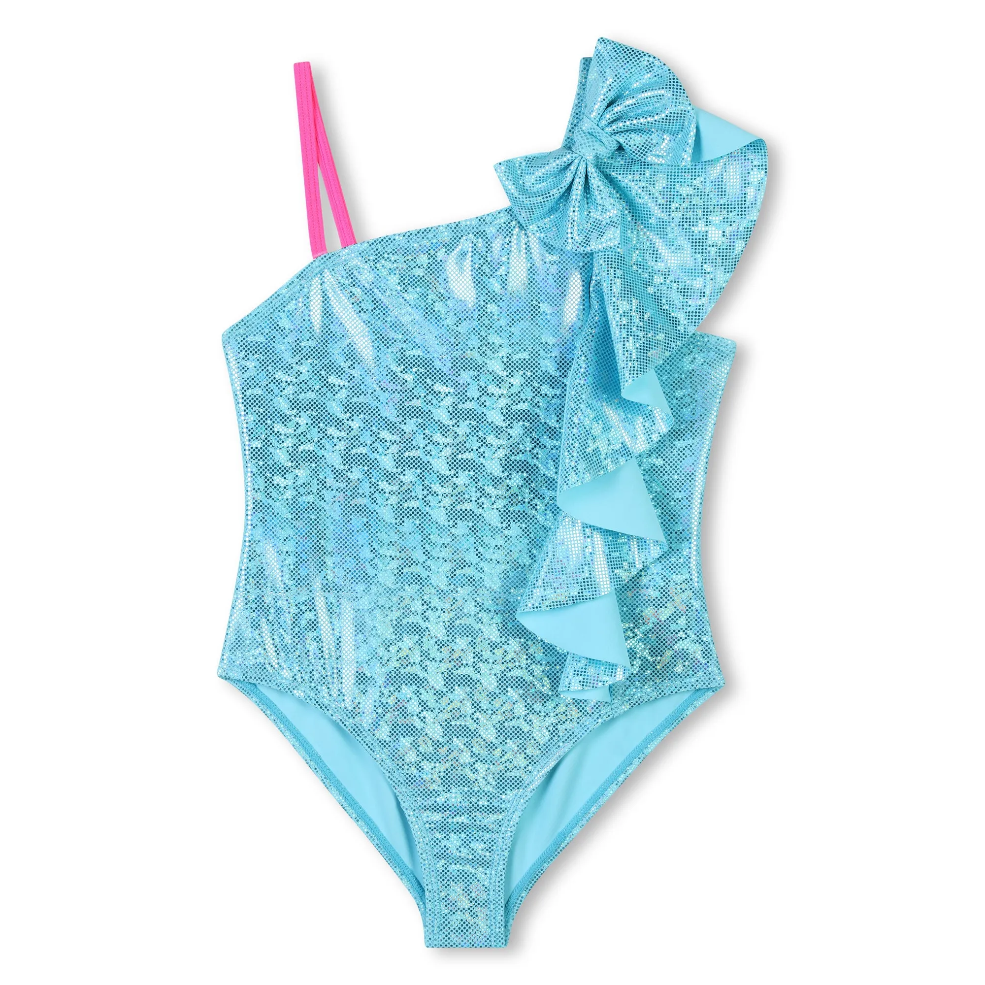 Girls Blue Dish Frill Swimming Costume