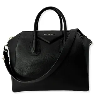 GIVENCHY Antigona Medium Goatskin Leather Shoulder Bag Black