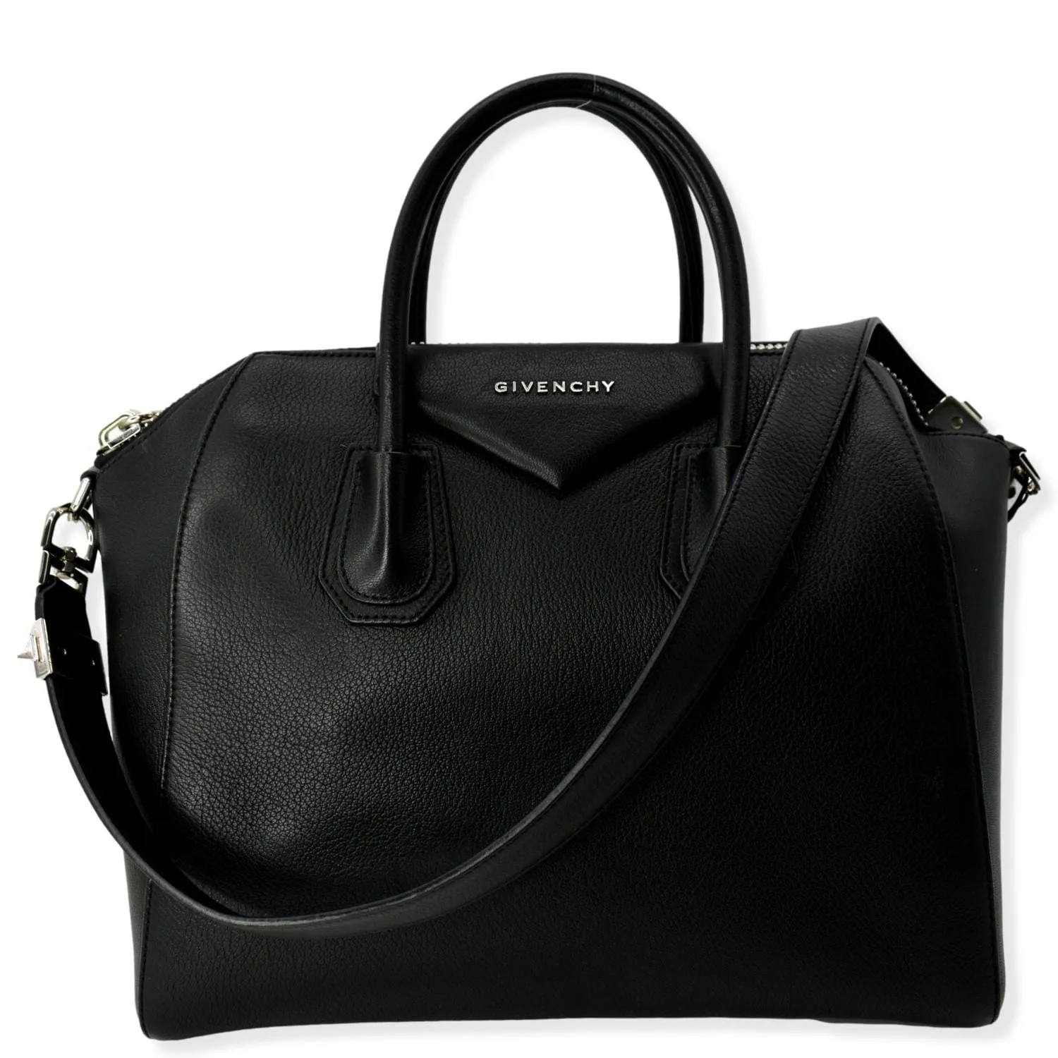 GIVENCHY Antigona Medium Goatskin Leather Shoulder Bag Black