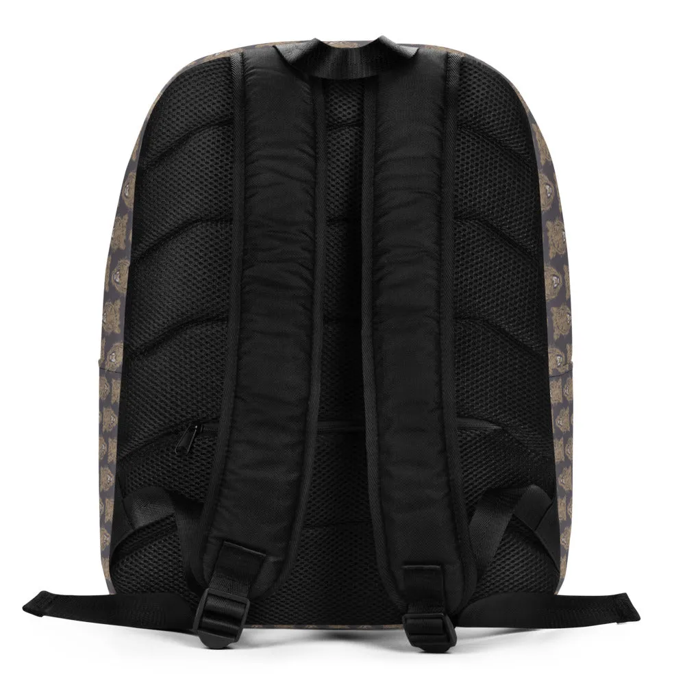 Gold Grey Tiger Face Print Minimalist Backpack