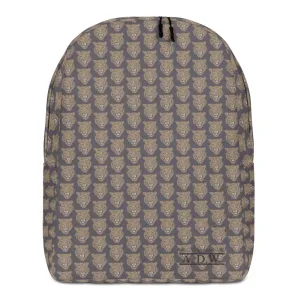 Gold Grey Tiger Face Print Minimalist Backpack