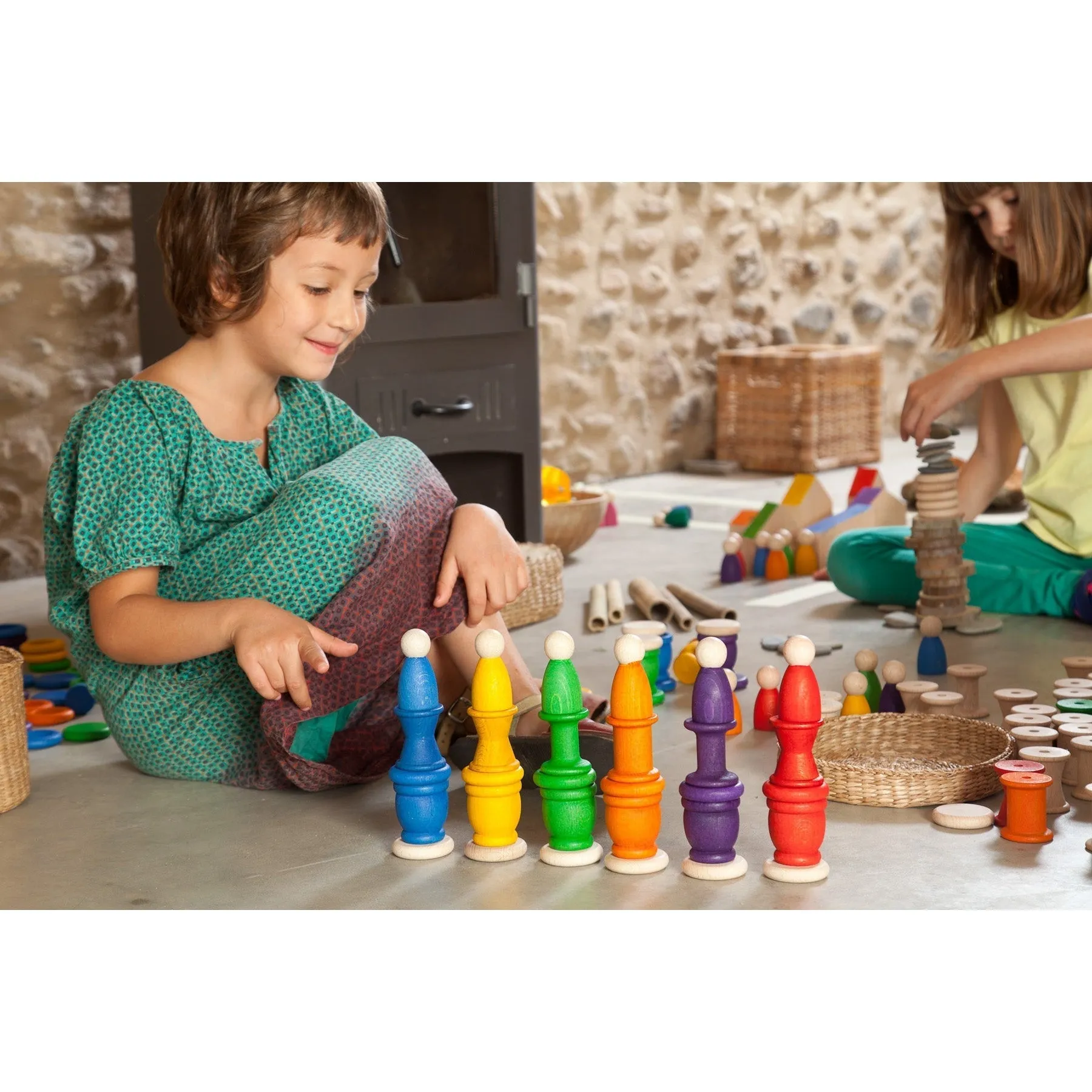Grapat Nins, Mates, and Coins Set - 6 Rainbow Colours