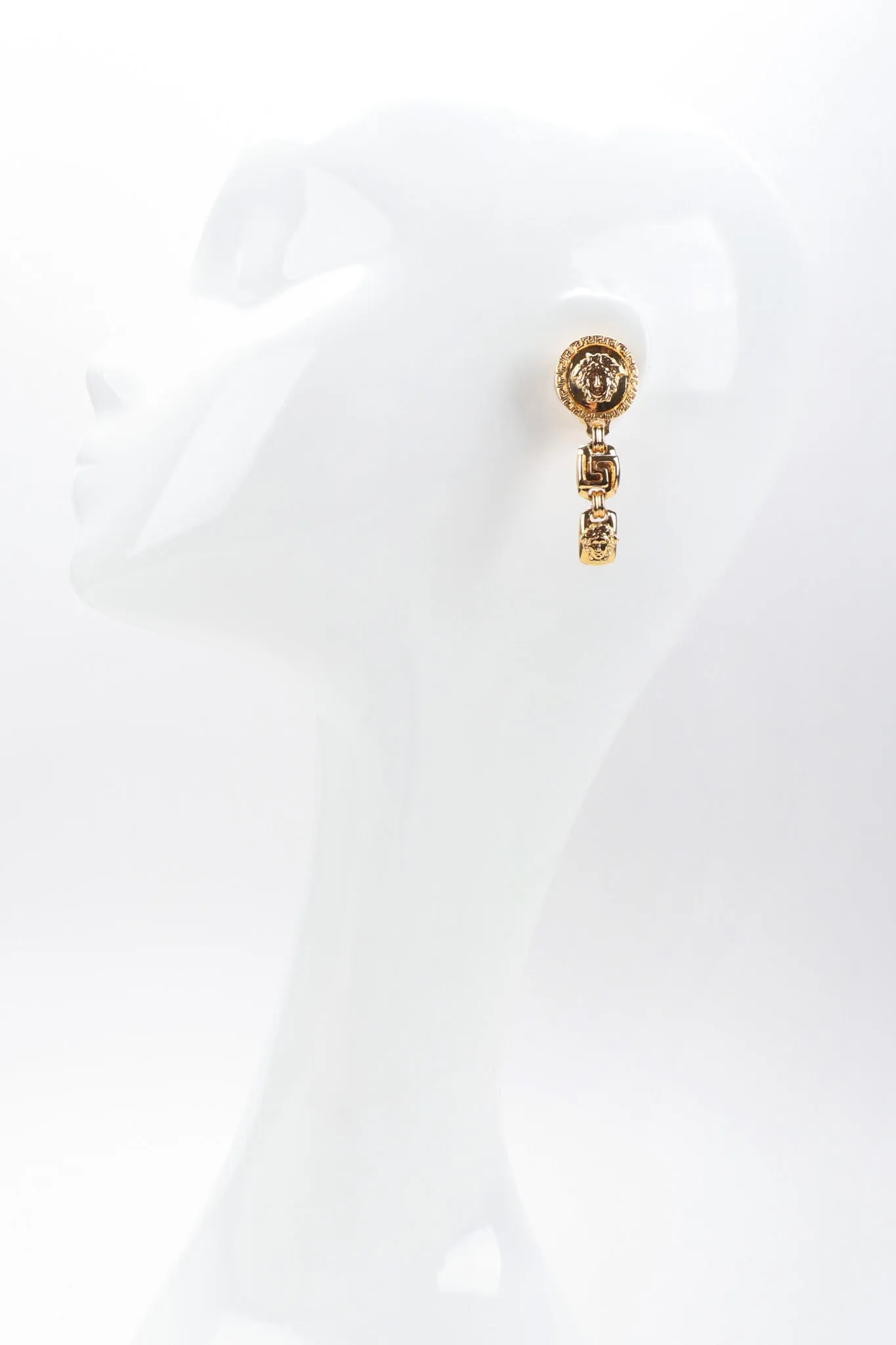 Greek Key Medusa Drop Earrings