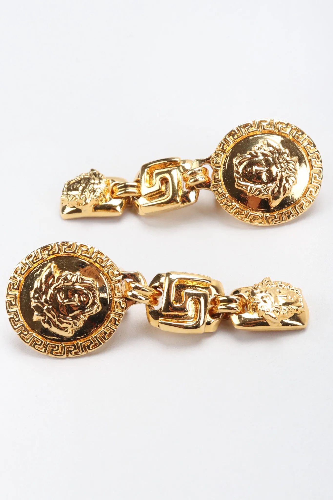 Greek Key Medusa Drop Earrings