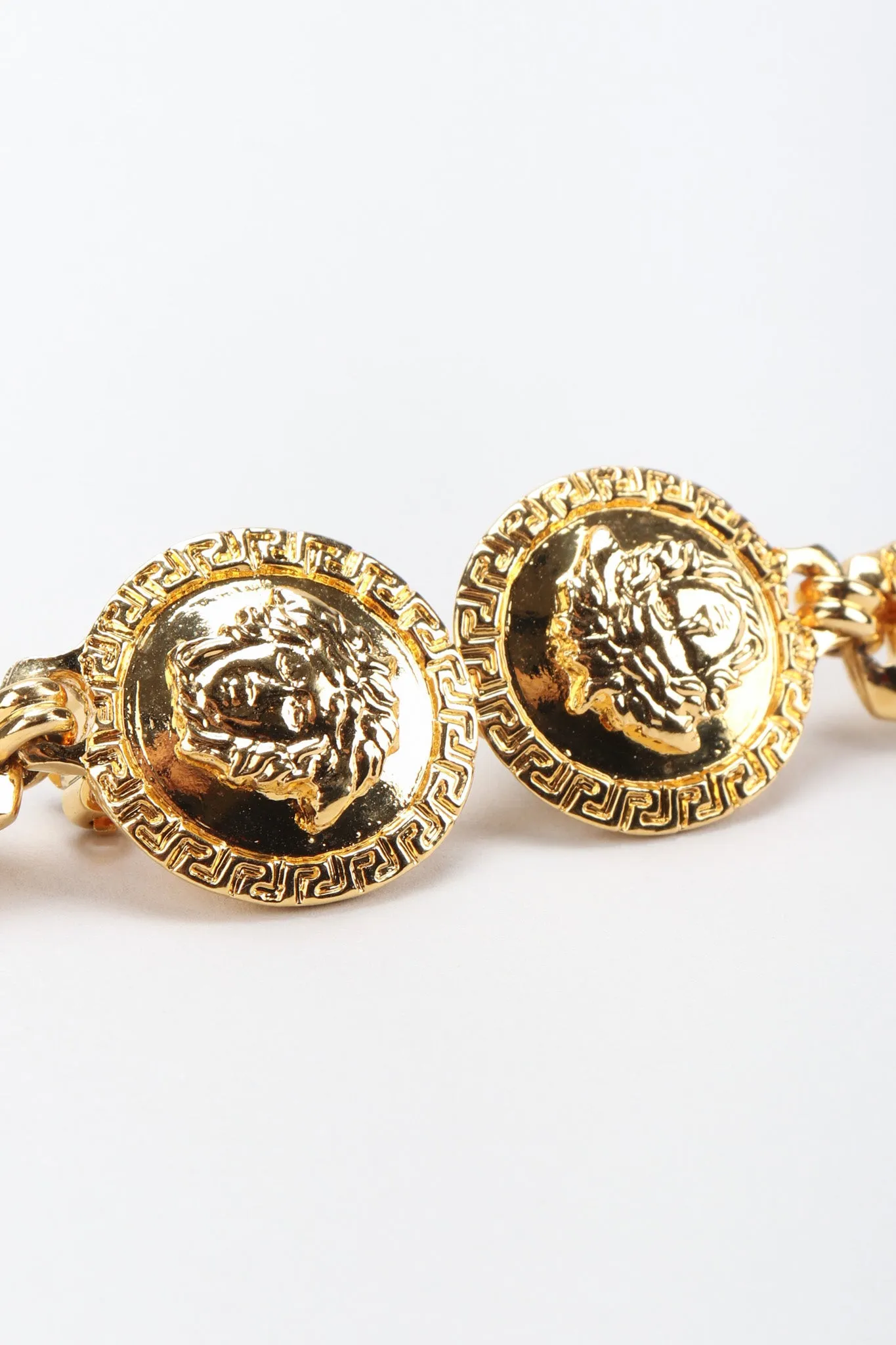 Greek Key Medusa Drop Earrings