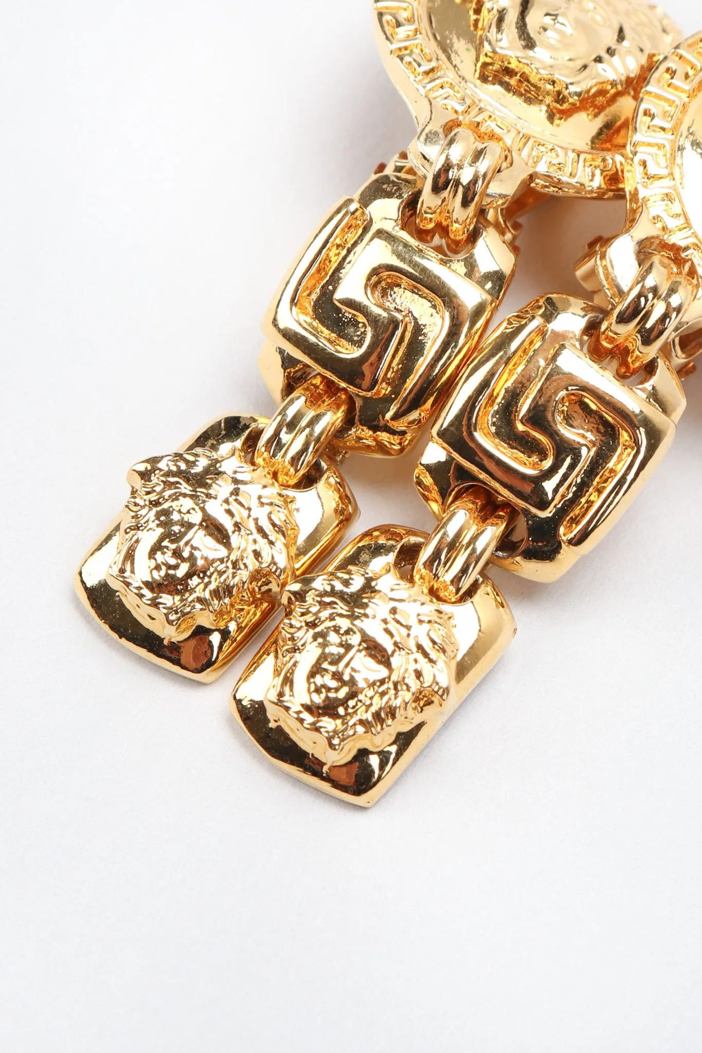 Greek Key Medusa Drop Earrings