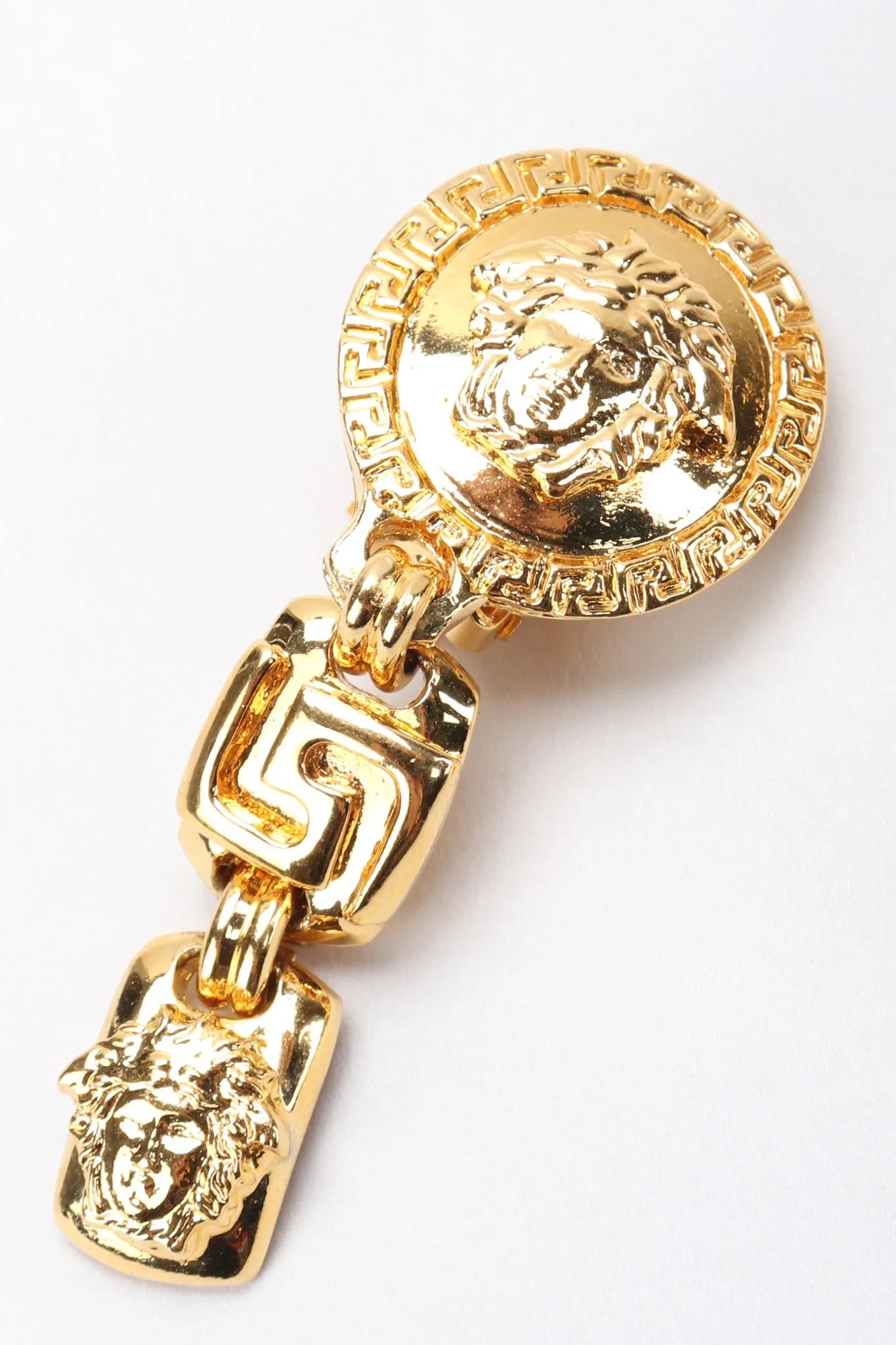 Greek Key Medusa Drop Earrings