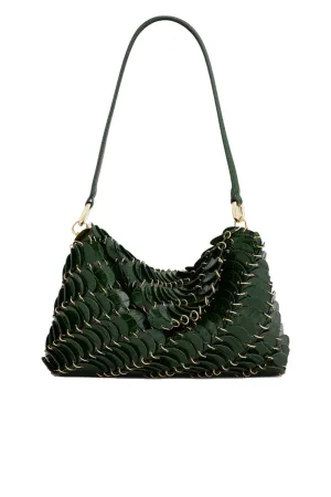 Green Leather Disc Shoulder Bag