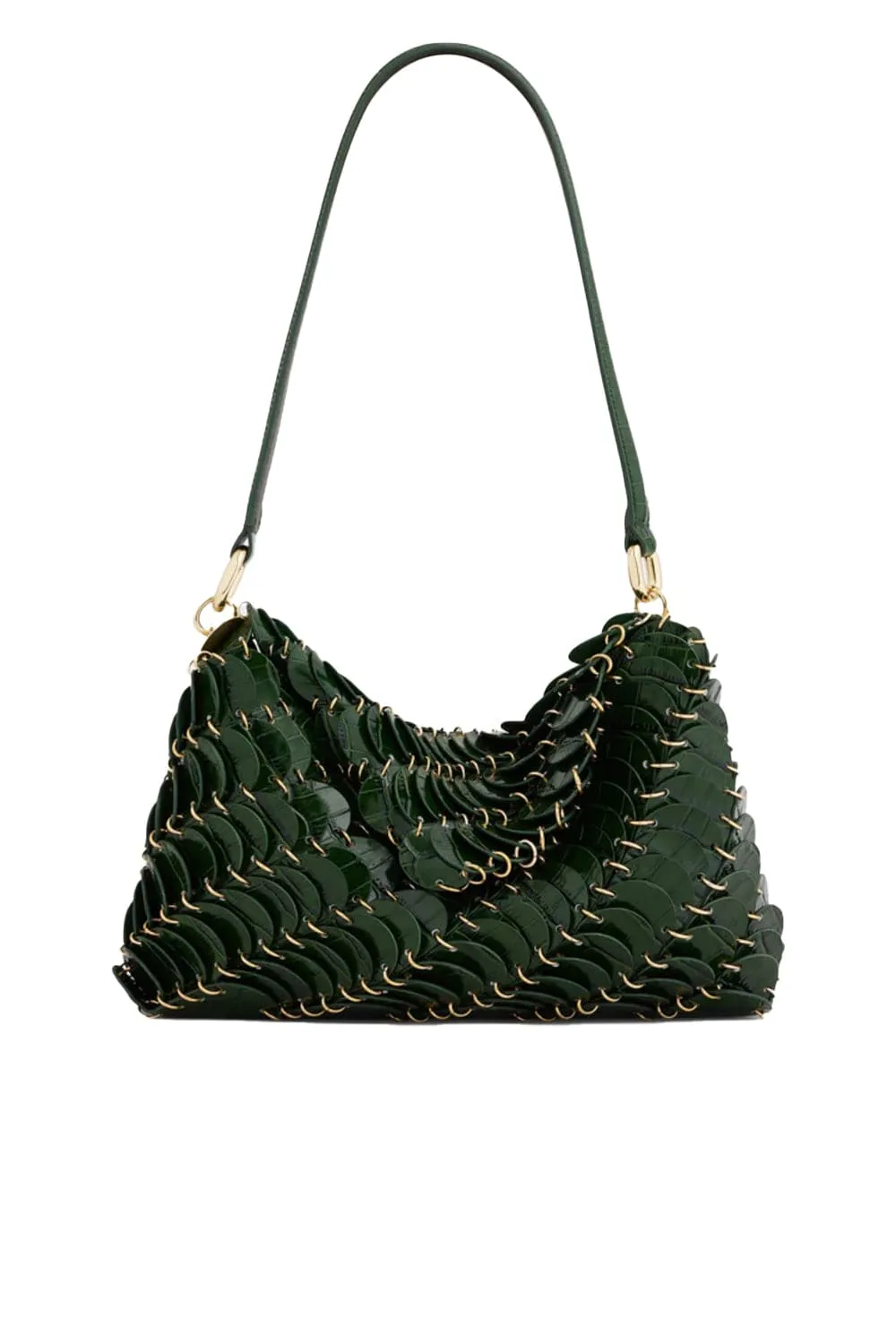 Green Leather Disc Shoulder Bag