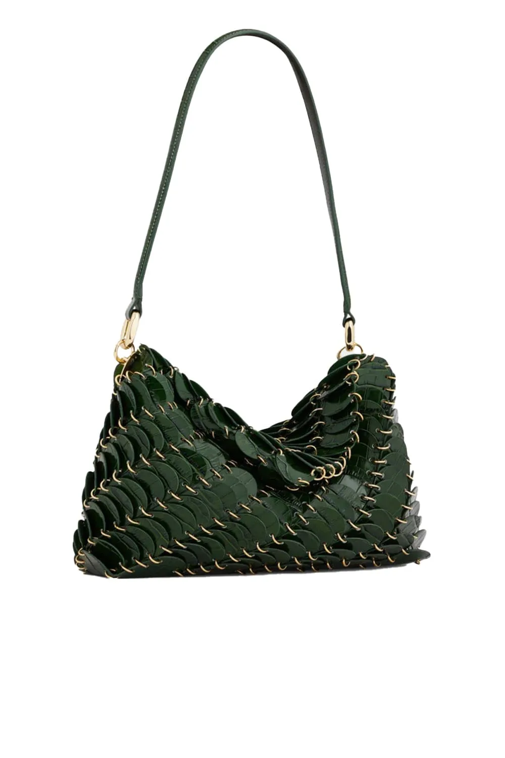 Green Leather Disc Shoulder Bag
