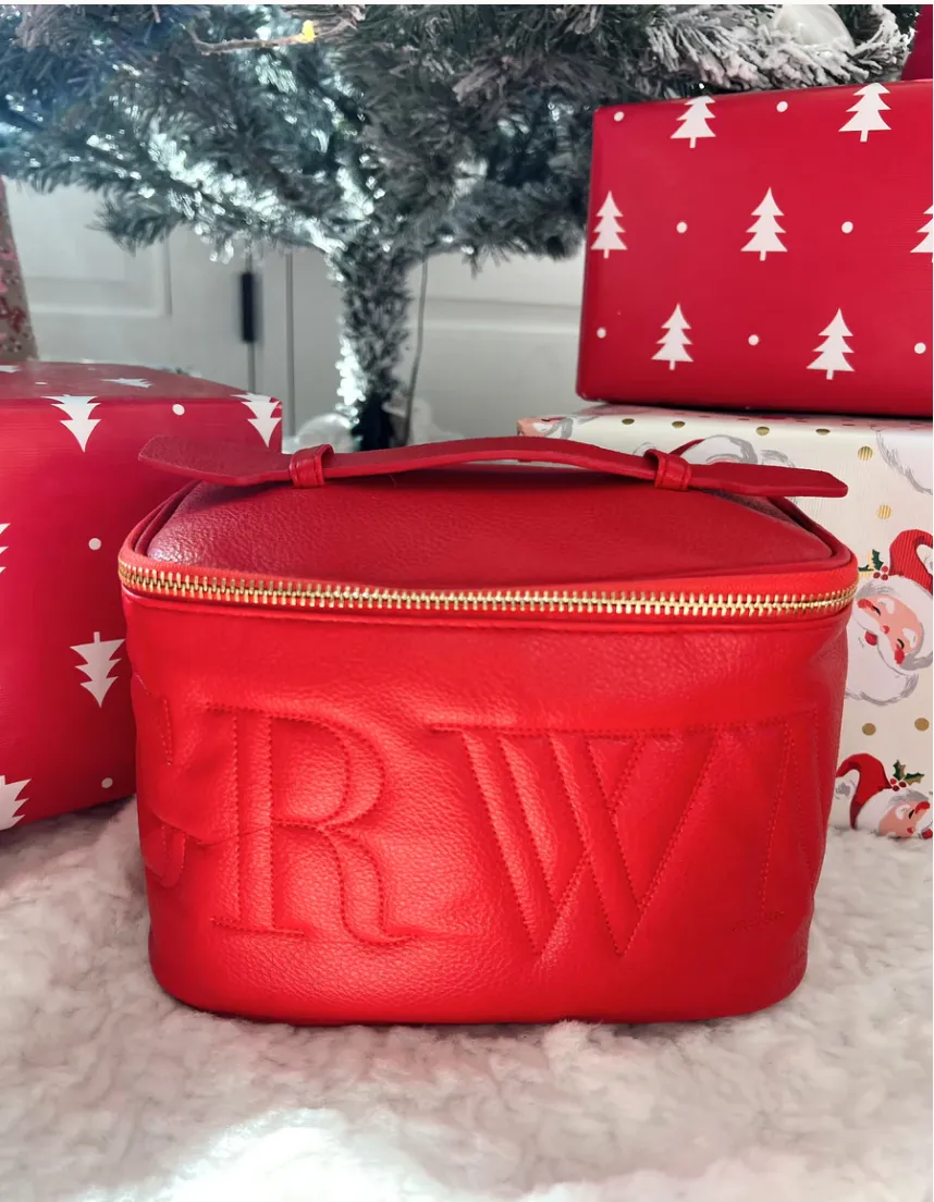 GRWM - Red Leather Open Top Makeup Bag