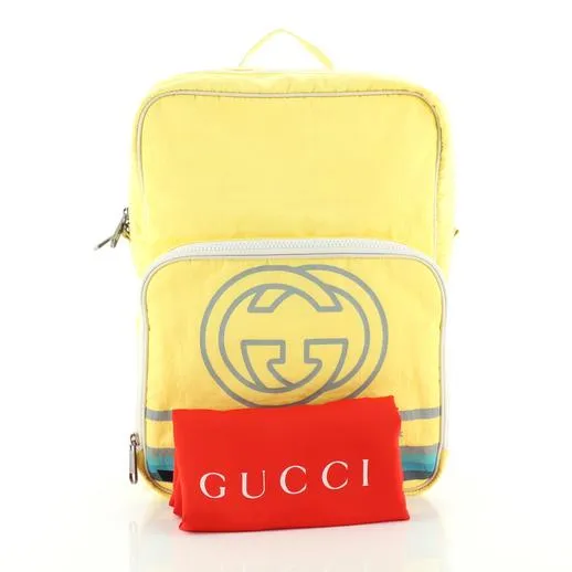 Gucci 80's Patch Nylon Backpack in Yellow
