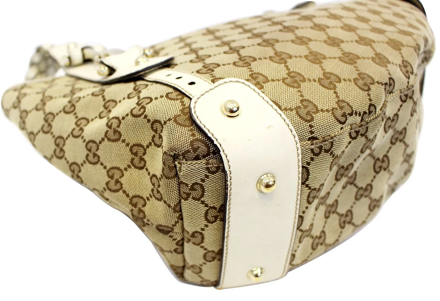 GUCCI Beige White GG Canvas Pelham Medium Shoulder Bag
