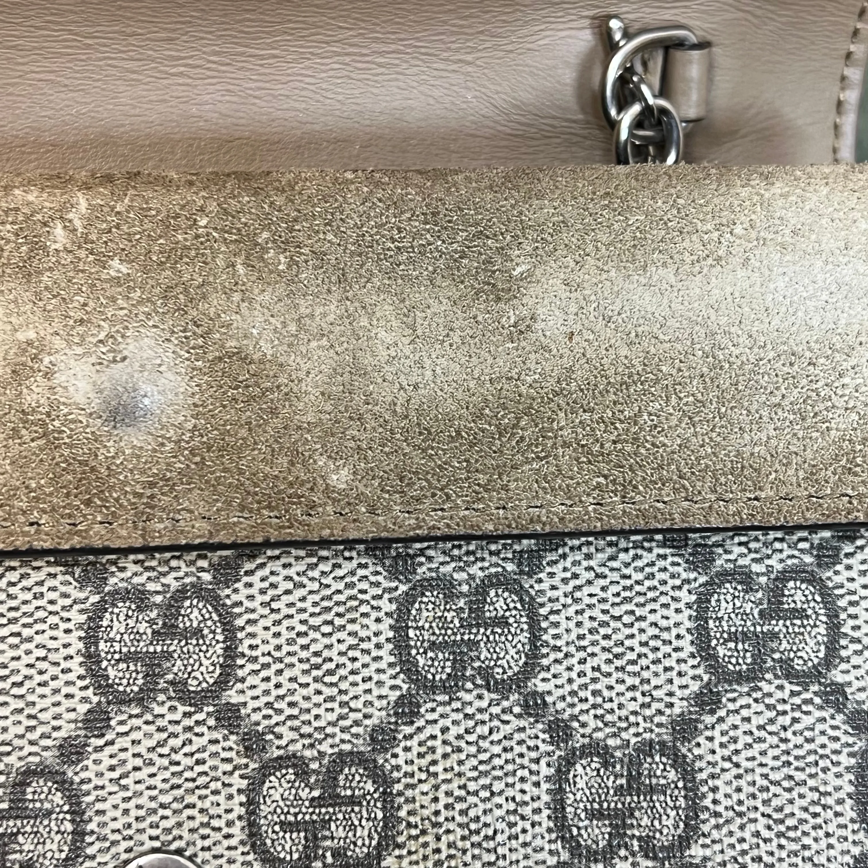 GUCCI Dionysus Super Mini Beige GG Supreme Canvas Shoulder Bag