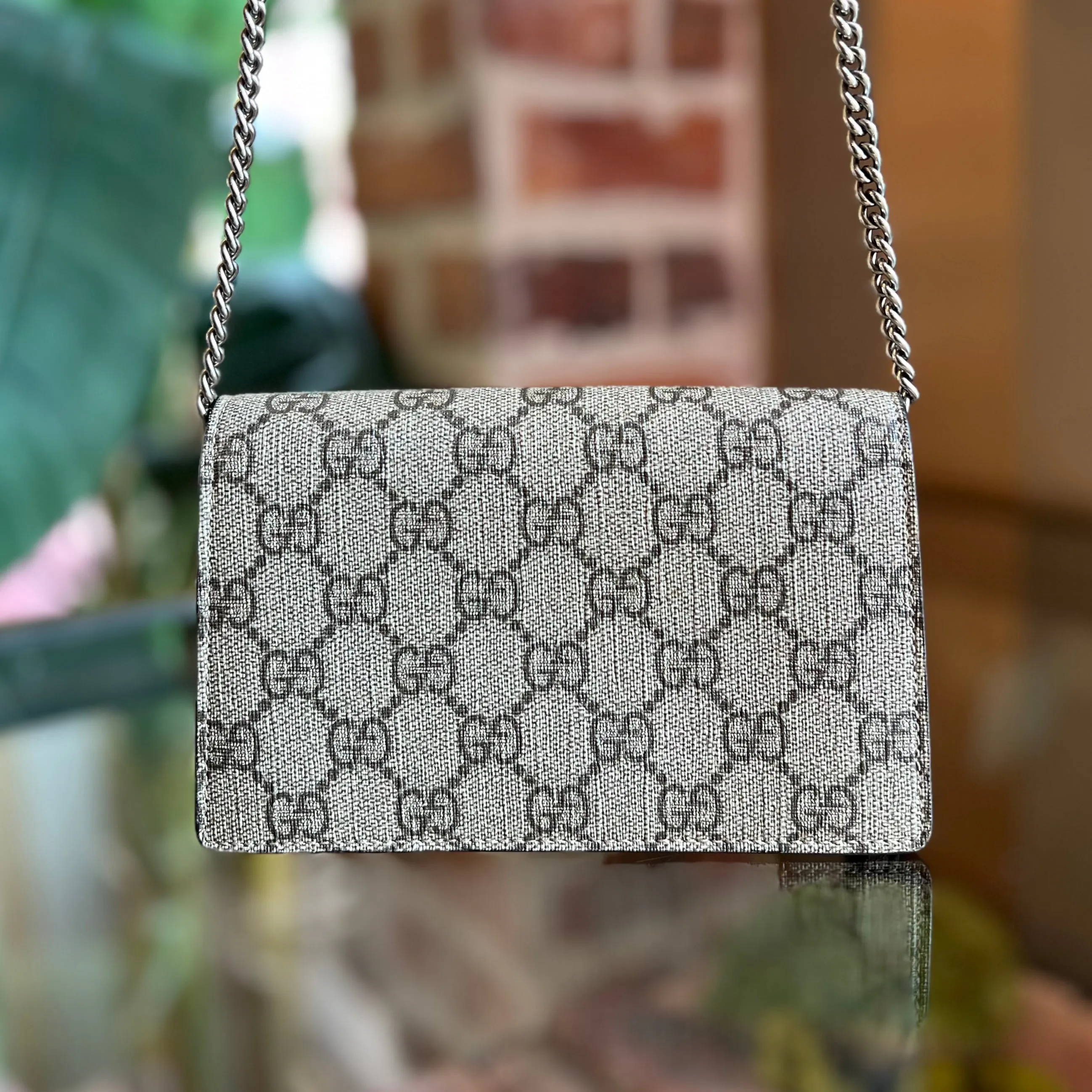 GUCCI Dionysus Super Mini Beige GG Supreme Canvas Shoulder Bag
