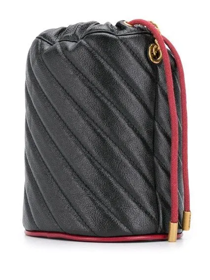 Gucci GG Marmont Bucket Bag in Black with Red Trim