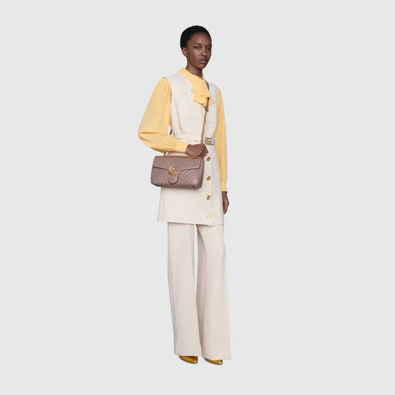 Gucci GG Marmont Matelassé Shoulder Bag in Dusty Pink