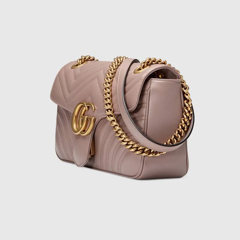 Gucci GG Marmont Matelassé Shoulder Bag in Dusty Pink