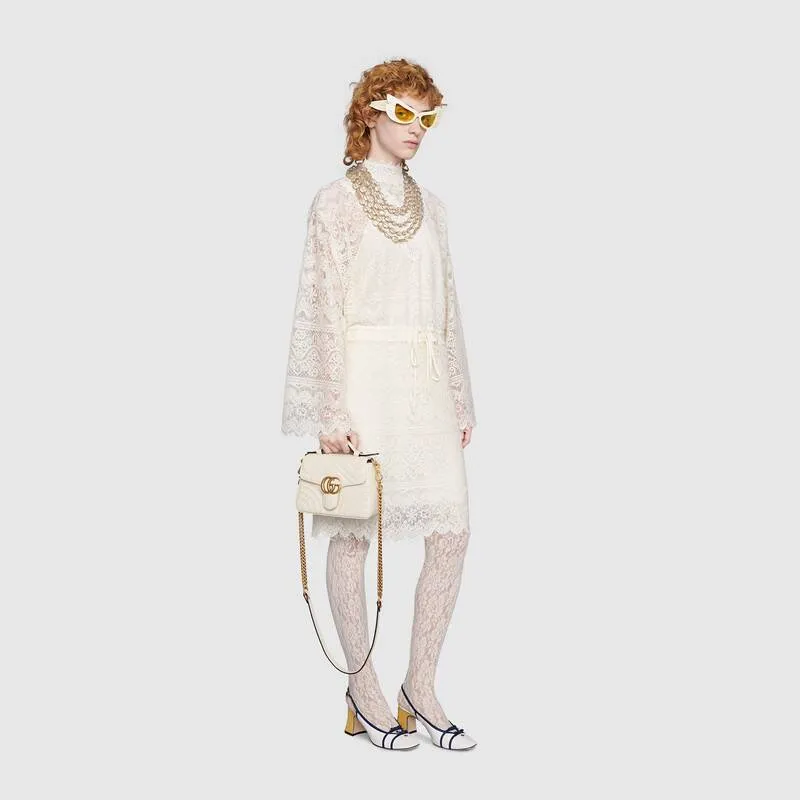 Gucci GG Marmont Mini Top Handle Bag in White
