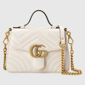 Gucci GG Marmont Mini Top Handle Bag in White