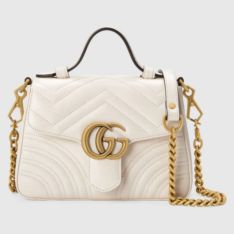 Gucci GG Marmont Mini Top Handle Bag in White