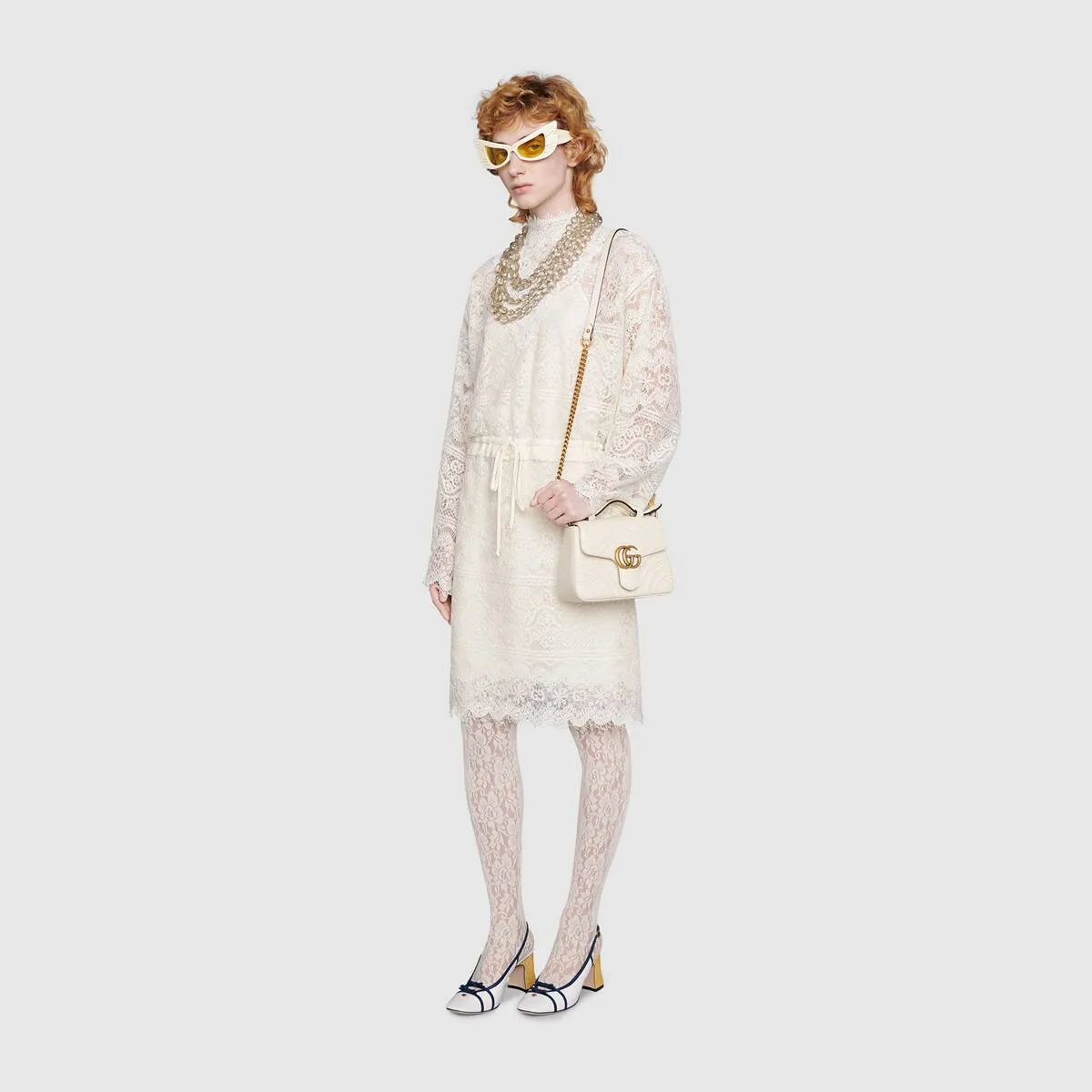 Gucci GG Marmont Mini Top Handle Bag in White