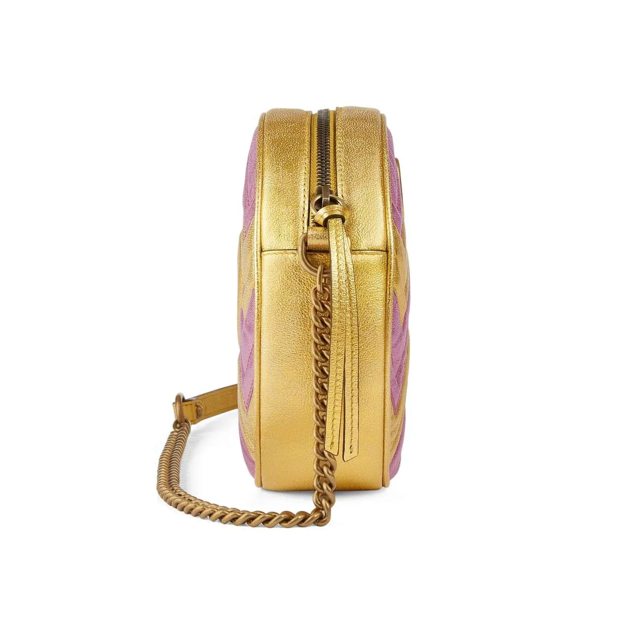Gucci GG Mini Marmont Round Shoulder Bag in Yellow and Pink