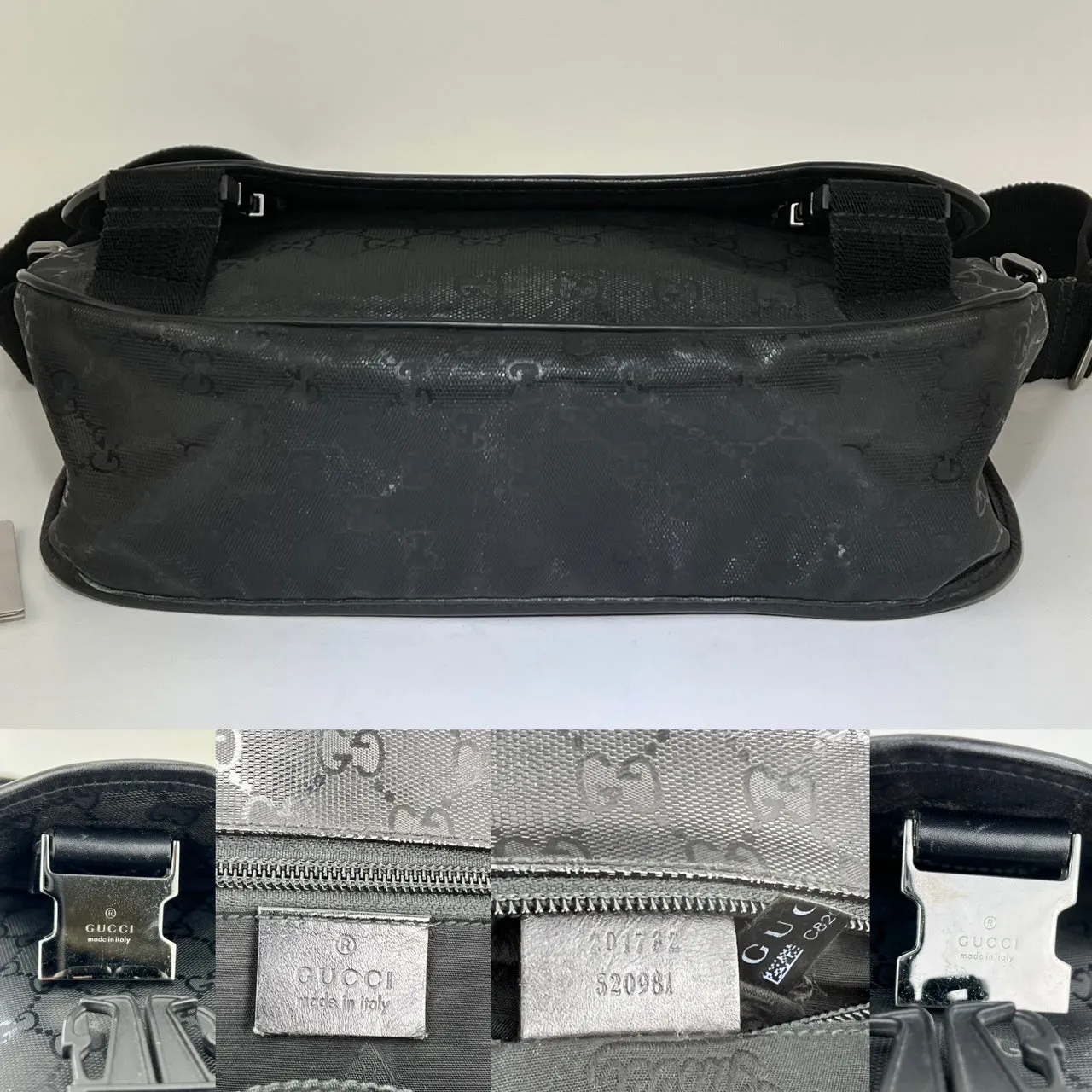 Gucci Men's Messenger GG Supreme Canvas Double Buckle Flap Crossbody Men's Bag Preowned