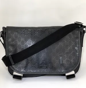 Gucci Men's Messenger GG Supreme Canvas Double Buckle Flap Crossbody Men's Bag Preowned