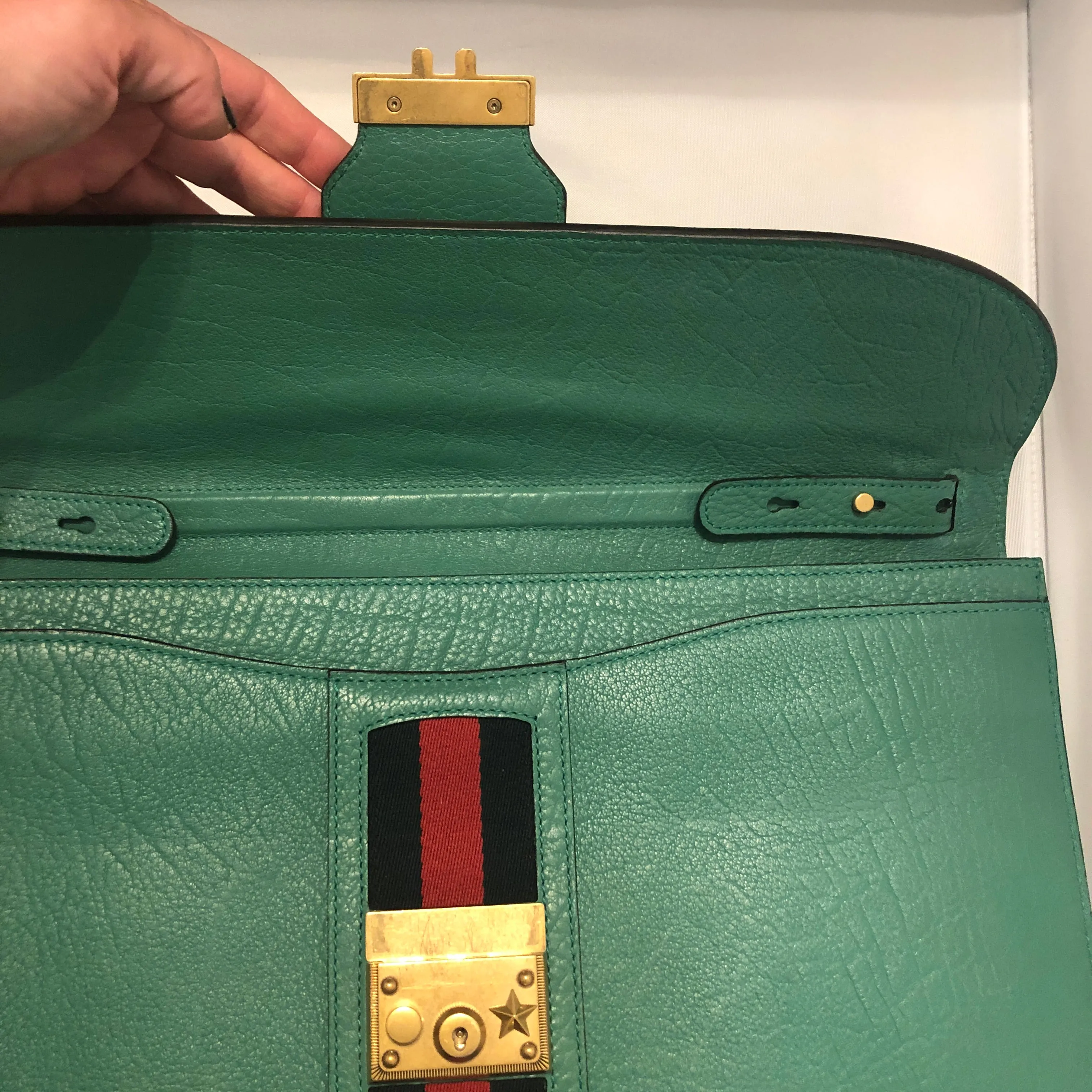 Gucci Messenger Bag with Web in Green