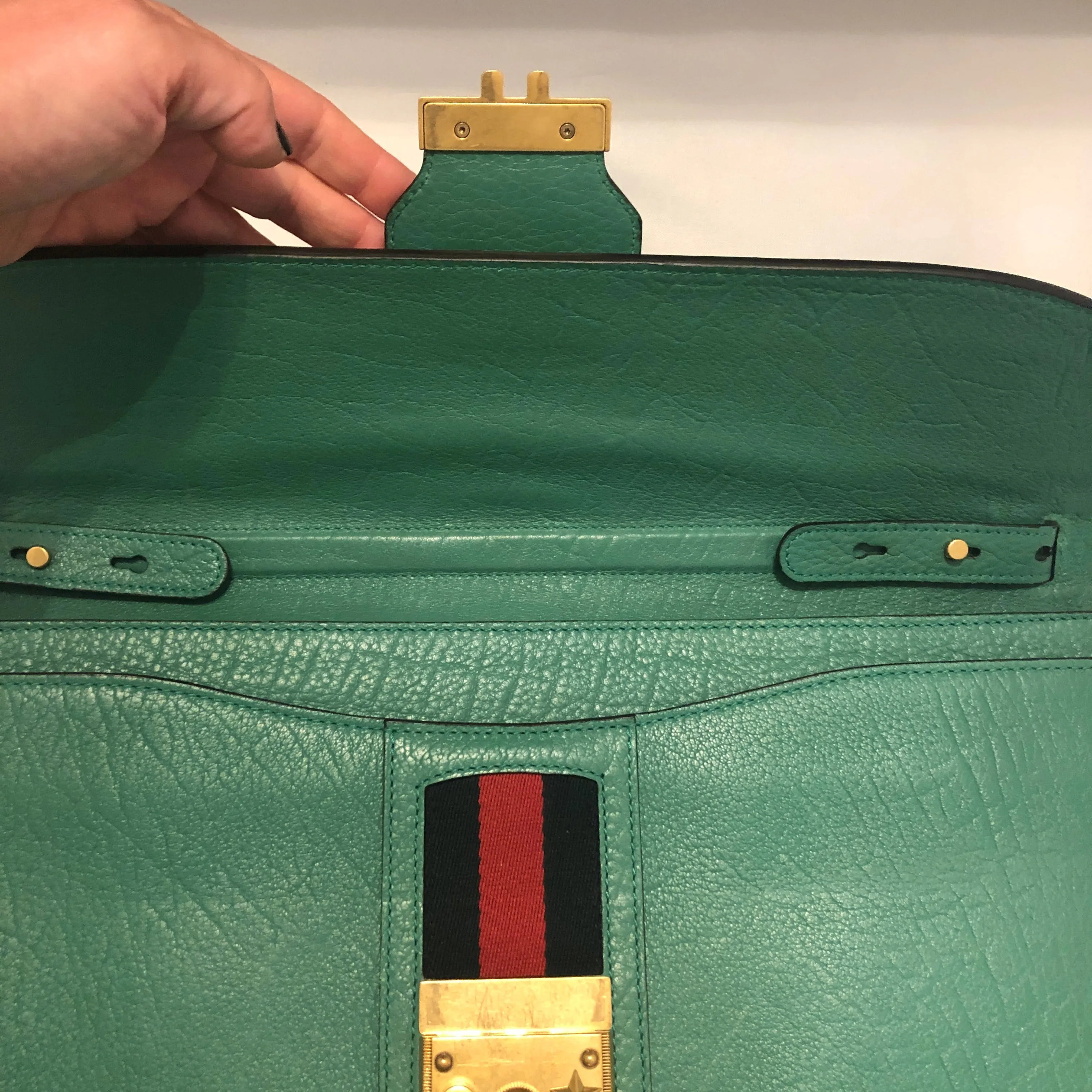 Gucci Messenger Bag with Web in Green