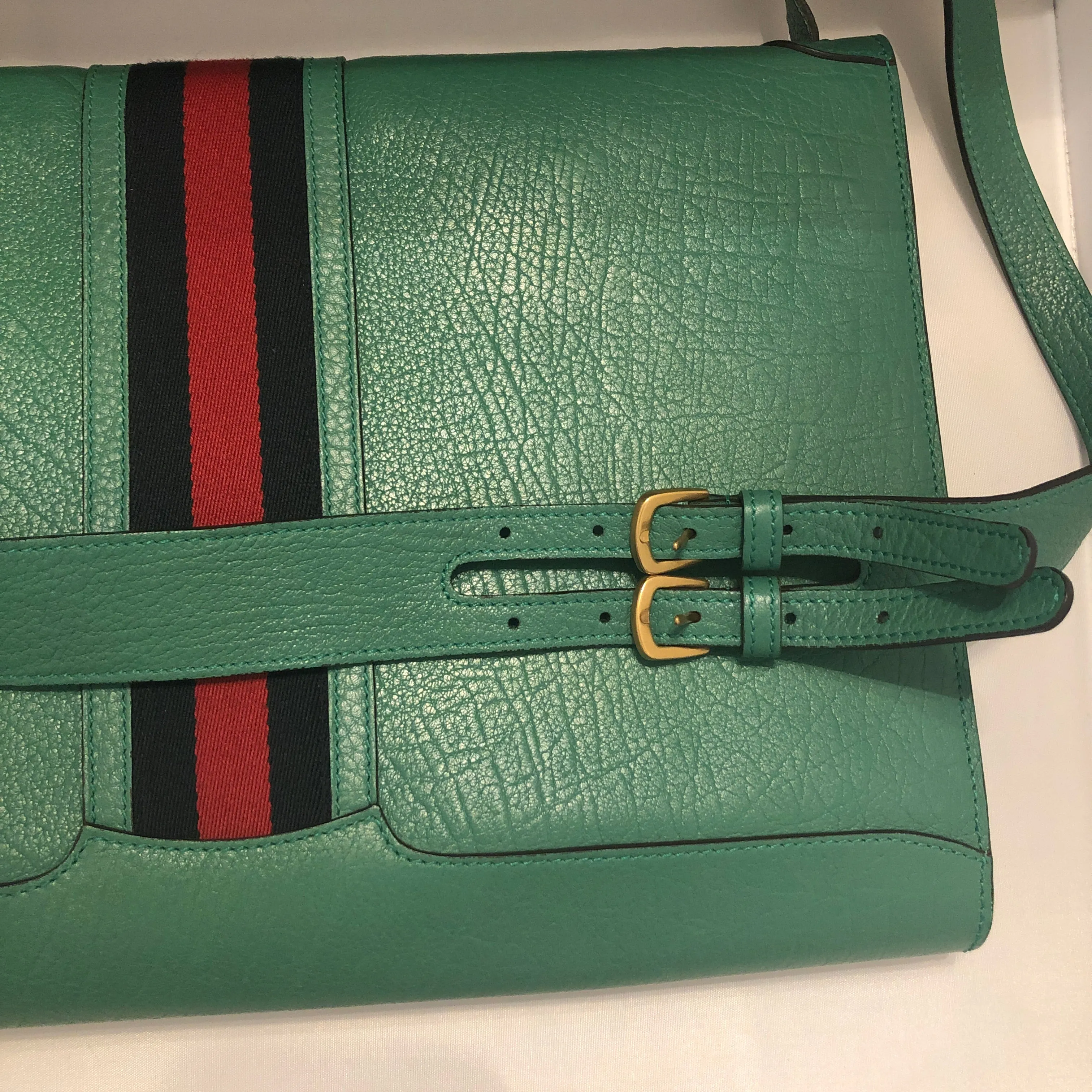 Gucci Messenger Bag with Web in Green